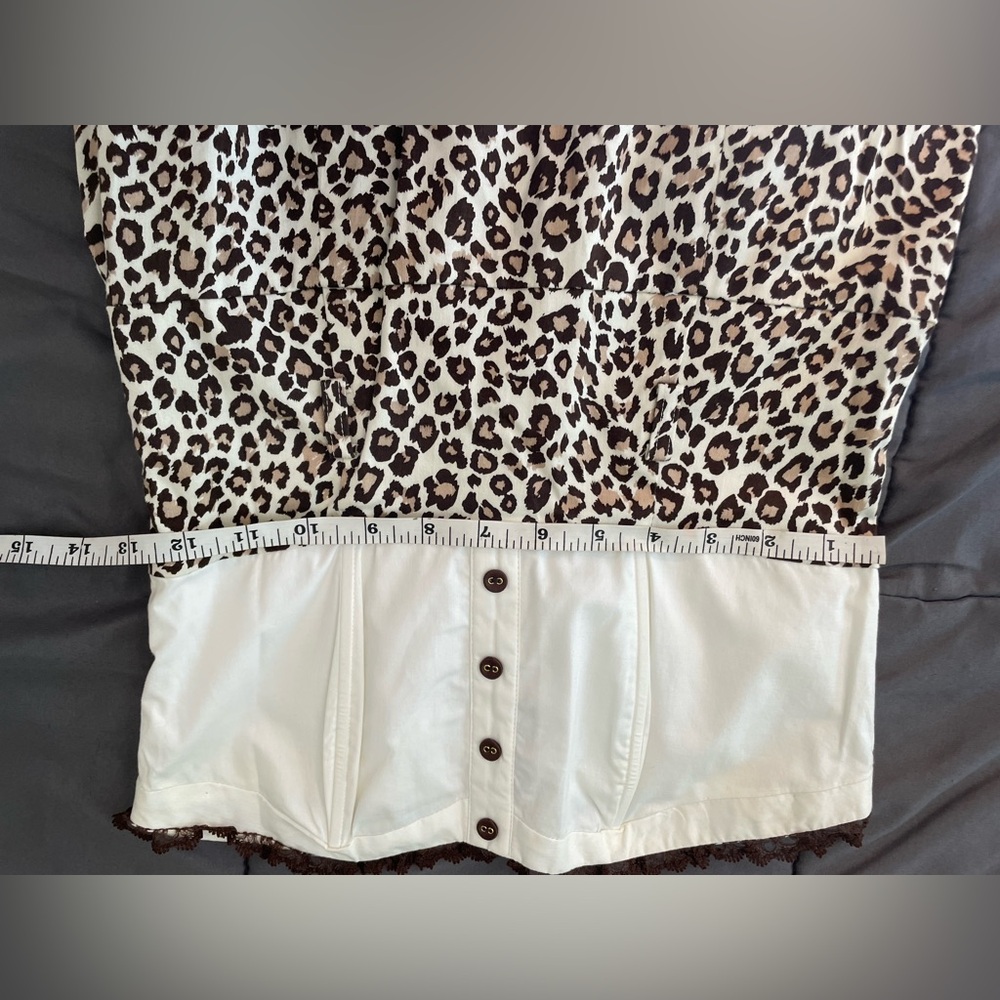 Selé Leopard Print Strapless Midi Dress with White Bodice - Picture 9 of 9